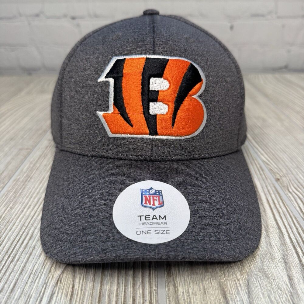 Cincinnati Bengals Logo Adj Snapback Hat Gray Vented NFL Team Apparel NEW